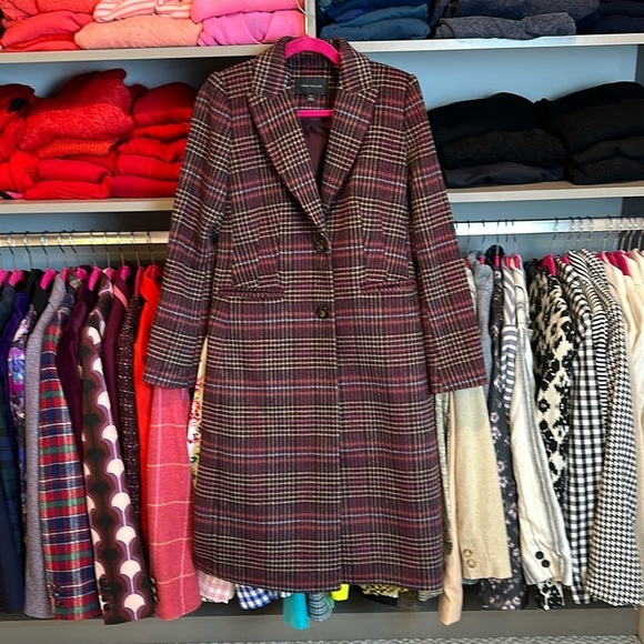 Ann Taylor Jackets & Blazers - Ann Taylor aubergine/pink/tan plaid coat size XS